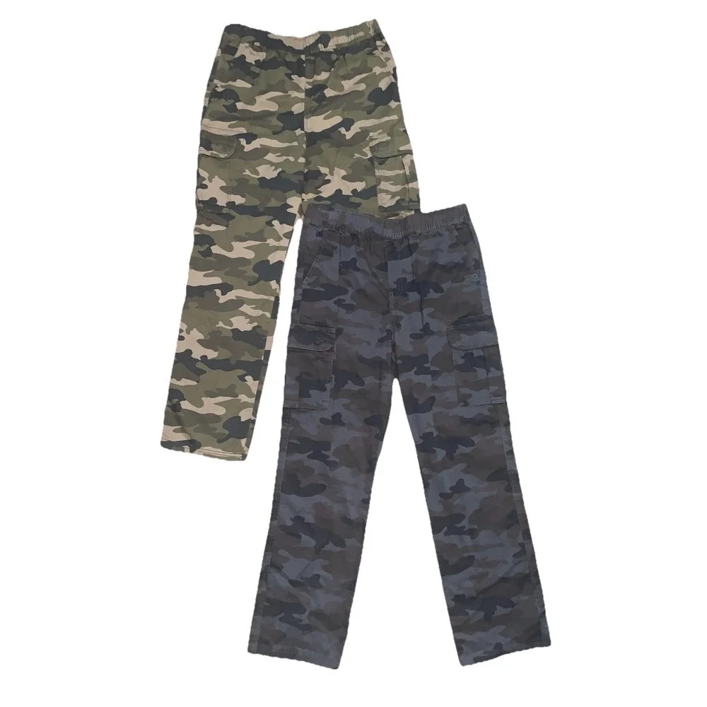 2‎ Children Place Boys Pull On Pants 18 Husky Green Black Camo Adjustable Waist